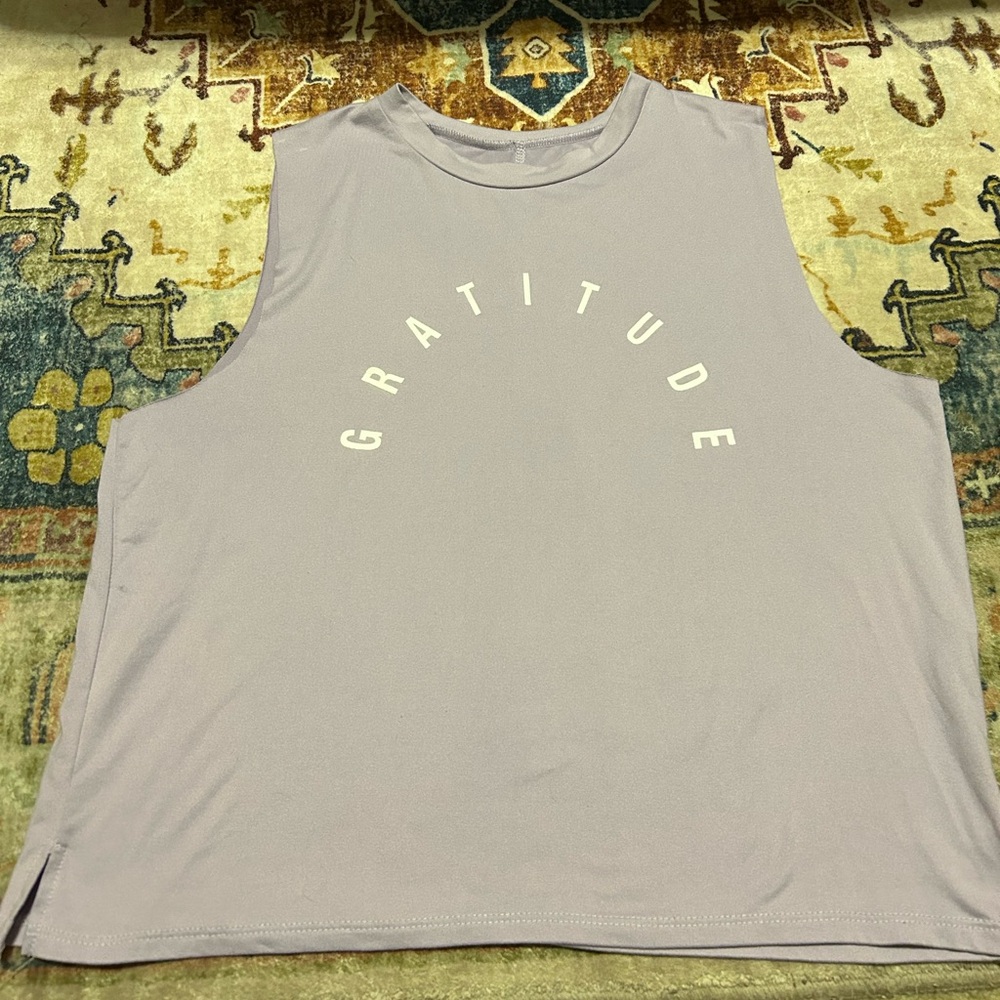 Women’s purple Lovers of hYOUmanity gratitude flowy tank L